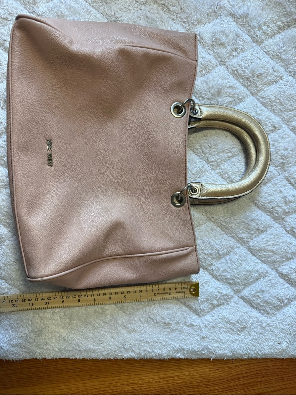 Nine West Blush Pebbled faux leather Tote with Gold Handles